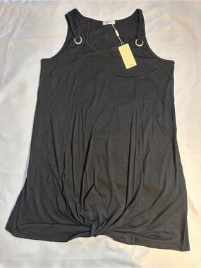 Black Sleeveless Swim Coverup with Ring Shoulder Detail - Unknown Brand